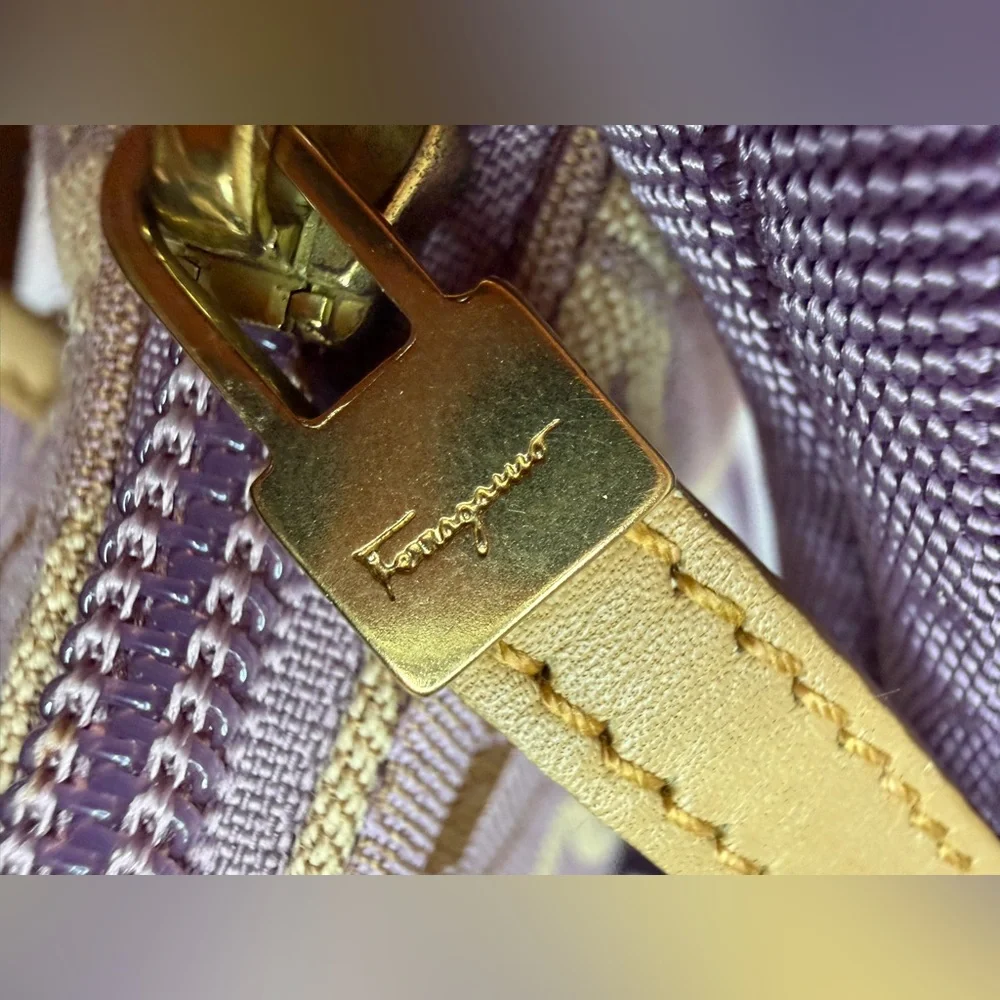 Salvatore Ferragamo Ferra Camera Gancini Canvas Crossbody Bag - Picture 9 of 13